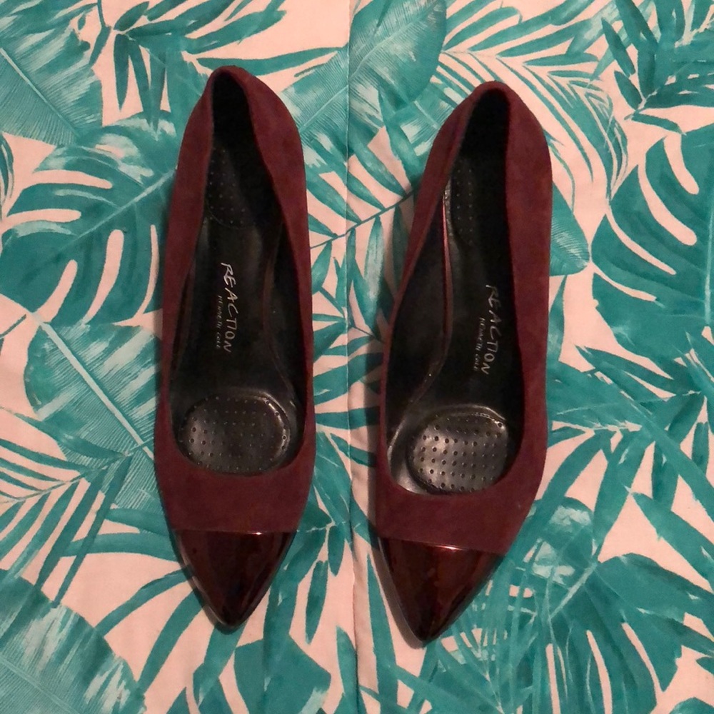 Kenneth Cole Reaction DarkRed Suede Metallic Heels